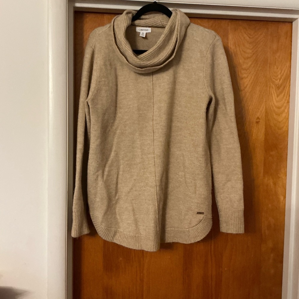 Calvin Klein Women's Cowl Neck Sweater in Beige